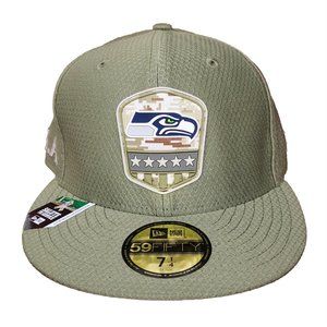 New Era Seattle Seahawks NFL 59fifty Flatbill Hat 7 1/4 Salute Military 5950 Cap